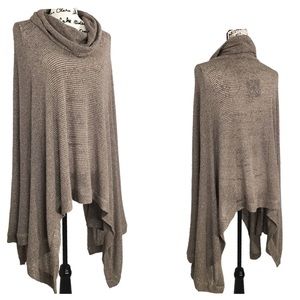 DB LIFE - Metallic Cowl-Neck Poncho Sweater - Oversized